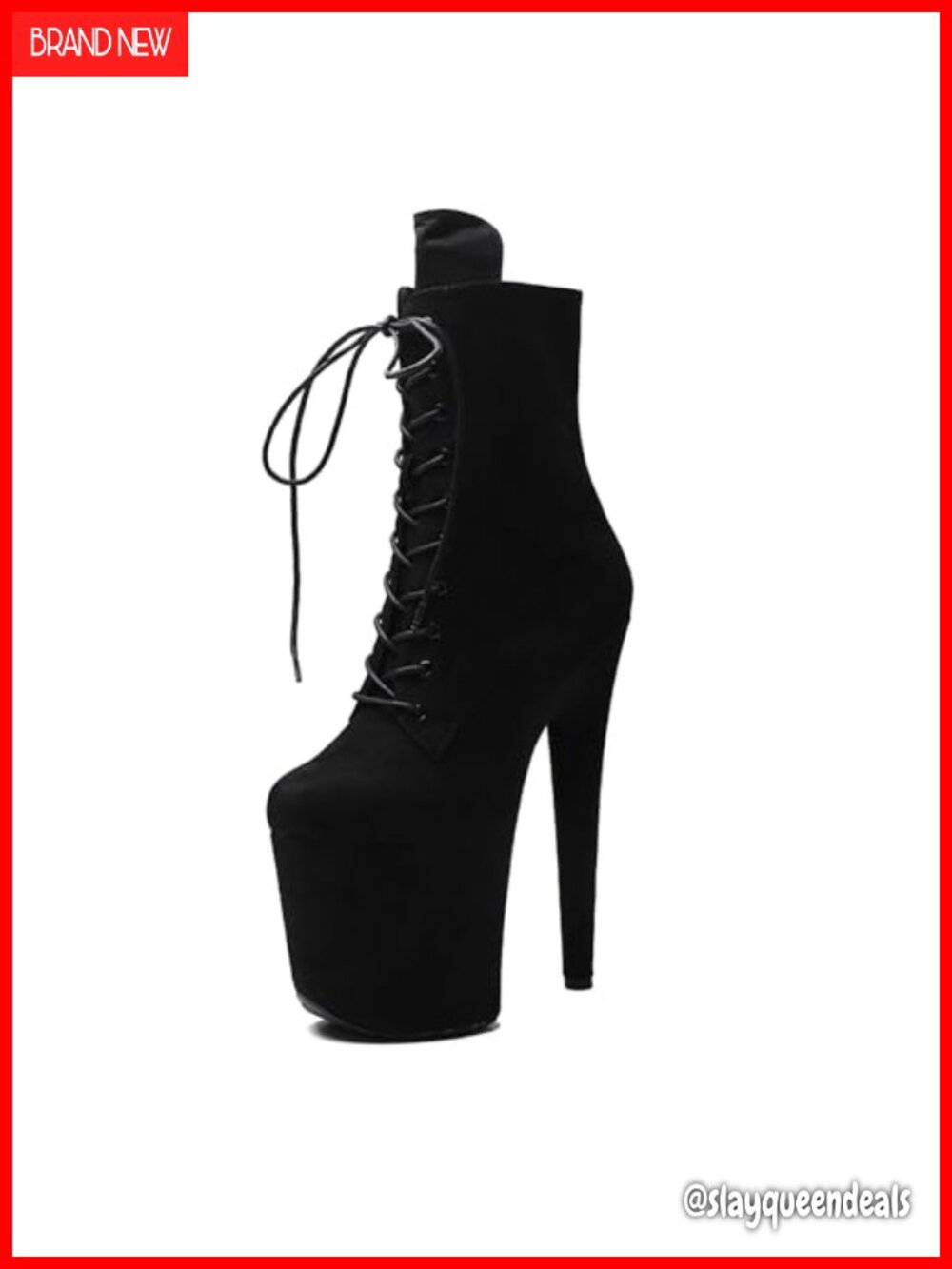 8 Inch Pointed Heel Lace Up Ankle Boots Platform Exotic Pole Dance